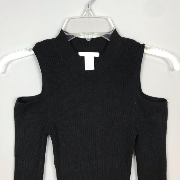 Sweater Cold Shoulder High Neck Black C - Picture 5 of 9